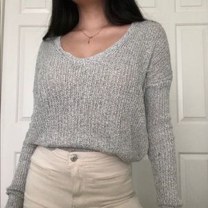 brandy grey cropped light sweater